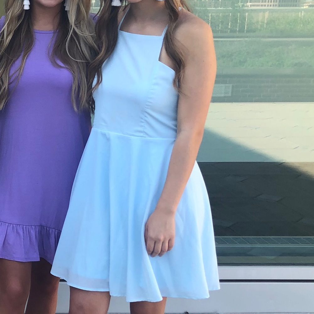 Light blue high neck dress